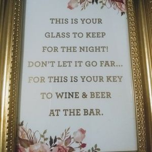 Gold Foil Wedding Bar Sign & Gold Frame